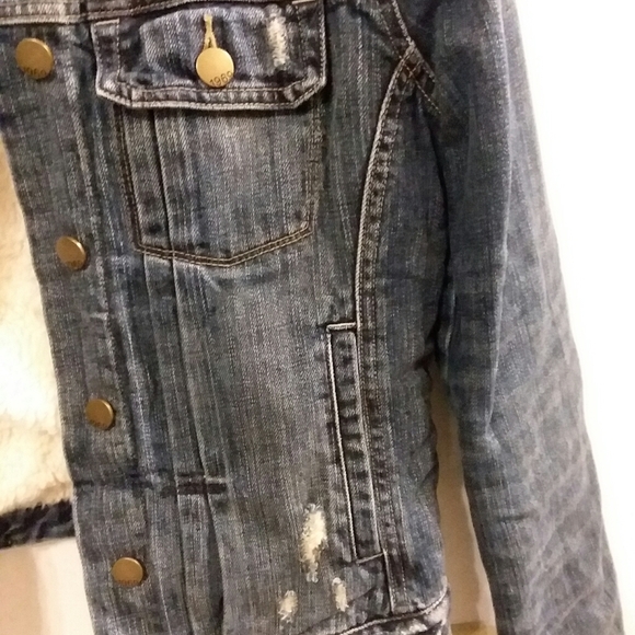 Gap 1969 "sherpa" lined distressed denim jacket - Picture 5 of 5